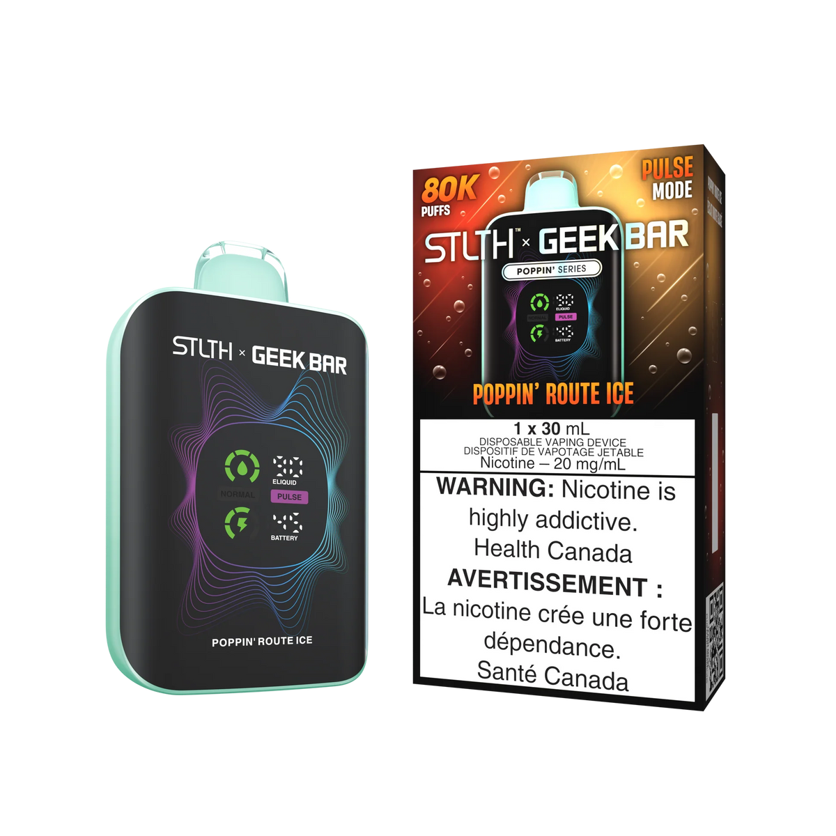 Stlth X Geek Bar 80k Poppin Route Ice 20mg/30mL disposable (Provincial)