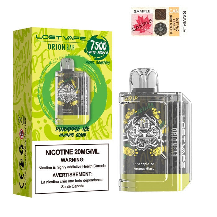 Lost vape orion bar 7500 Pineapple Ice 20mg/mL disposable(Provincial)