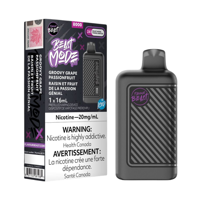 Flavour Beast Mode 8K Groovy Grape Passionfruit Iced 20mg/mL disposable (Provincial)