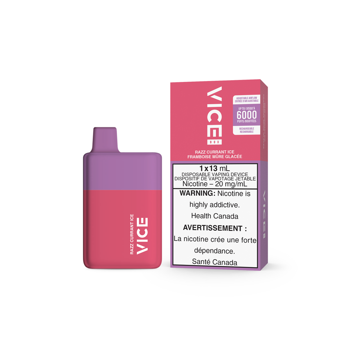 Vice box 6000 Razz Currant Ice 20mg disposable