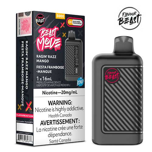 Flavour Beast Mode 8K Ragin’ Razz Mango Iced 20mg/mL disposable (Provincial)