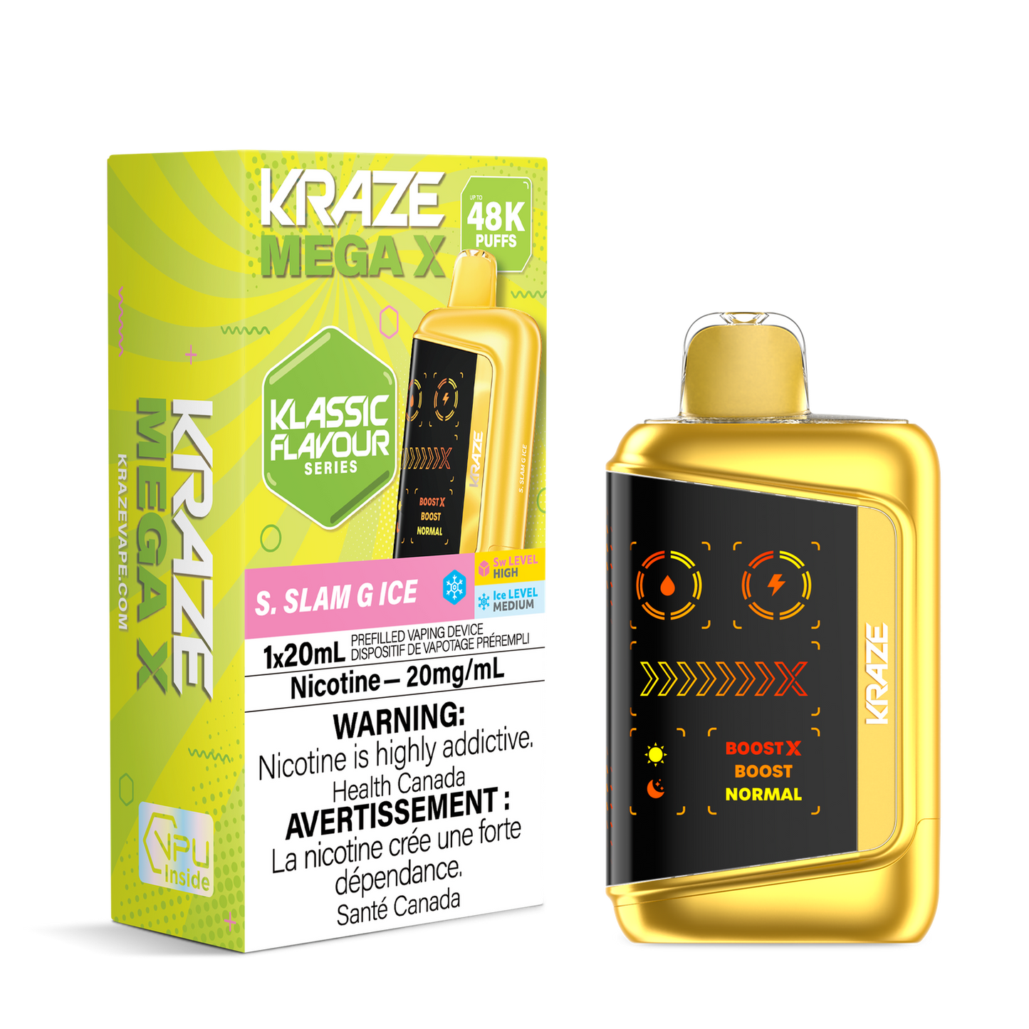 Kraze Mega X 48k S.Slam G Ice 20mg/mL  Disposable (Provincial)
