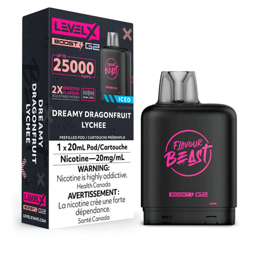 Flavour Beast LevelX Boost G2 pod 25K Dreamy Dragonfruit Lychee Iced 20mg/mL (Provincial)