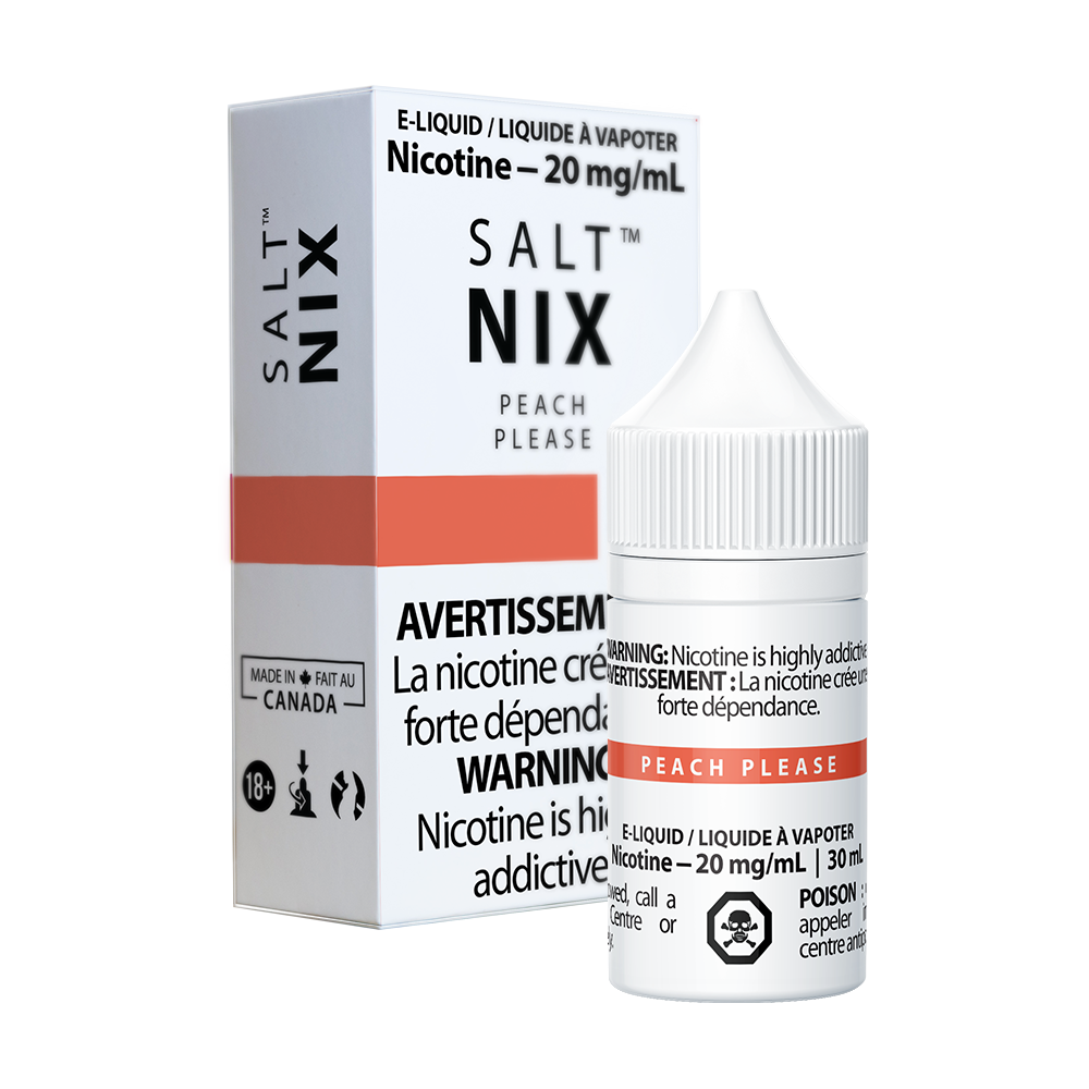 Nix salt e-liquid Peach Please 10mg/mL-30mL (Provincial)