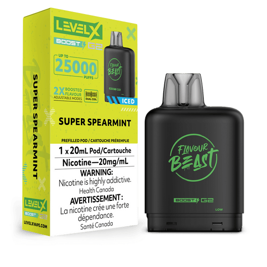 Flavour Beast LevelX Boost G2 pod 25K Super Spearmint 20mg/mL (Provincial)