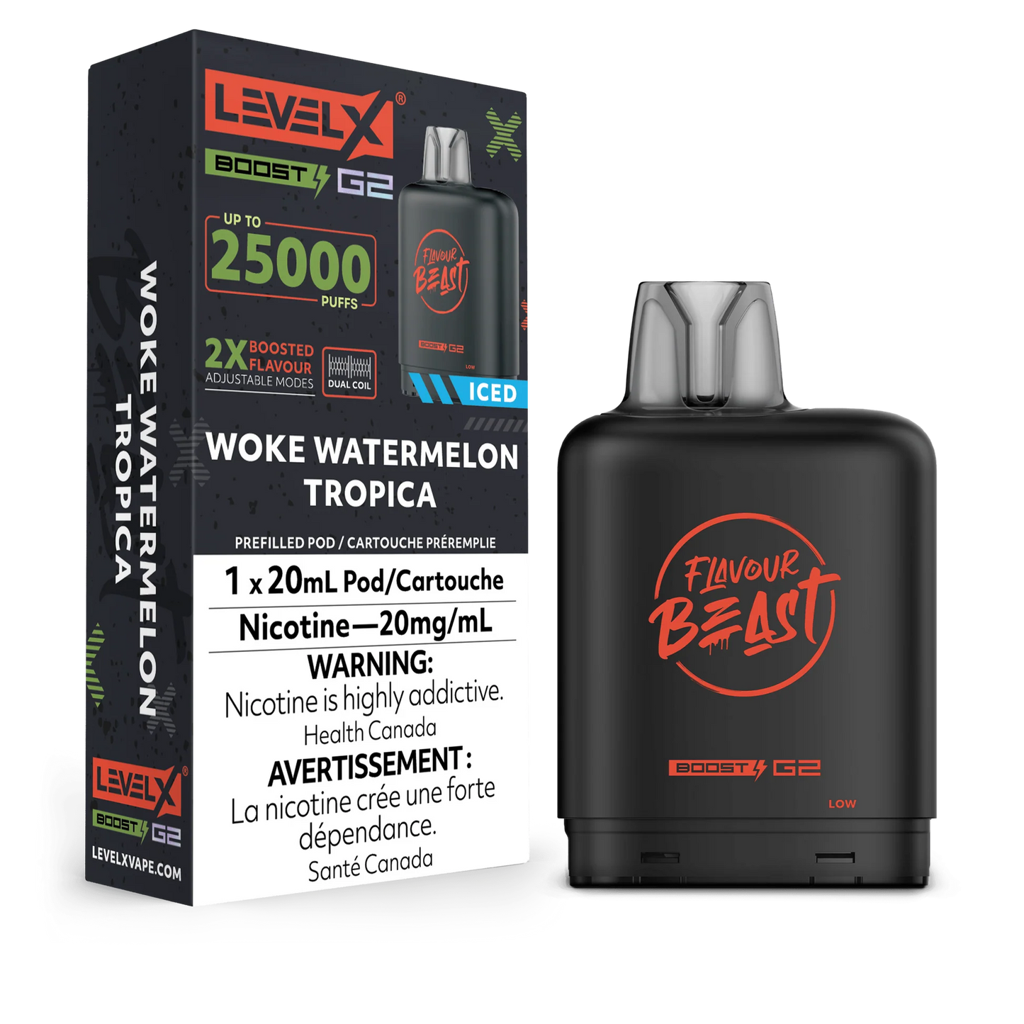 Flavour Beast LevelX Boost G2 pod 25K Woke Watermelon Tropica 20mg/mL (Provincial)