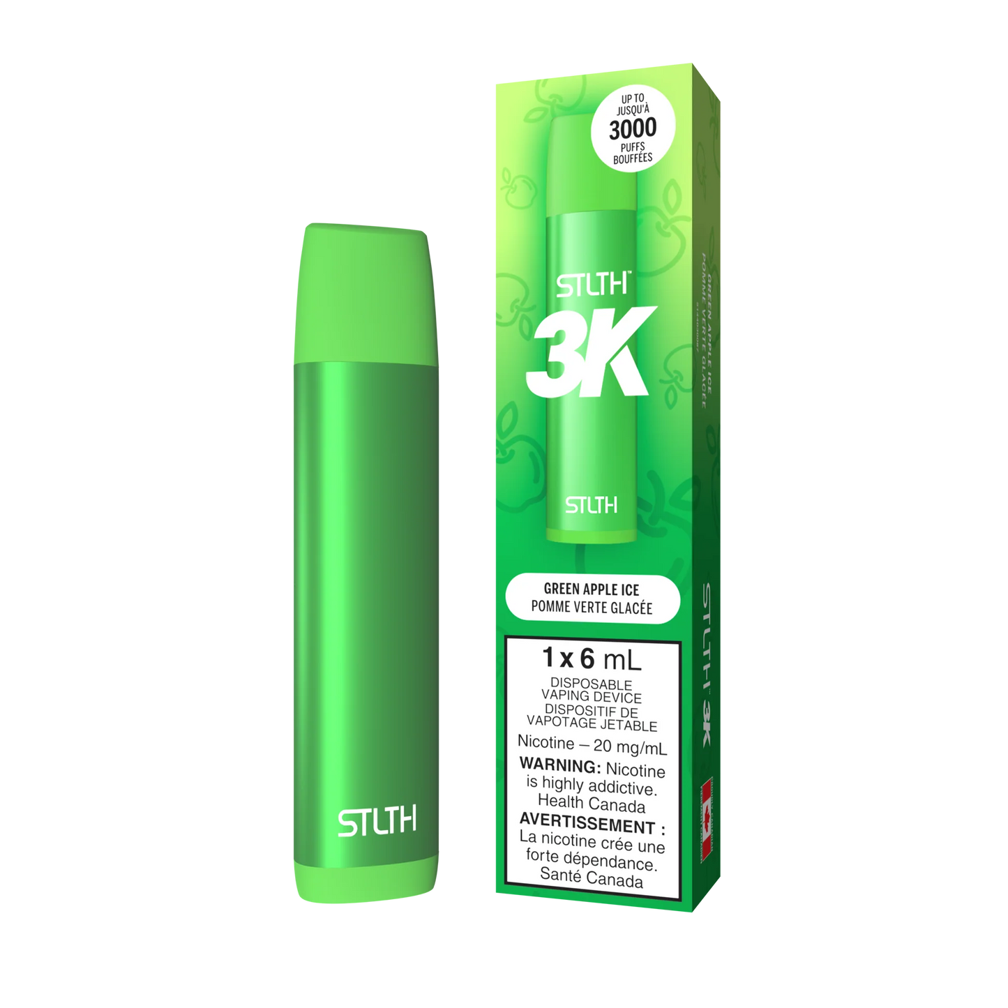 Stlth 3k Green Apple Ice 20mg/mL disposable