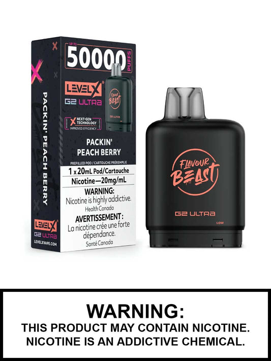Flavour Beast Level X G2 Ultra Pod 50k Packin’ Peach Berry 20mL 20mg/ml (Provincial)