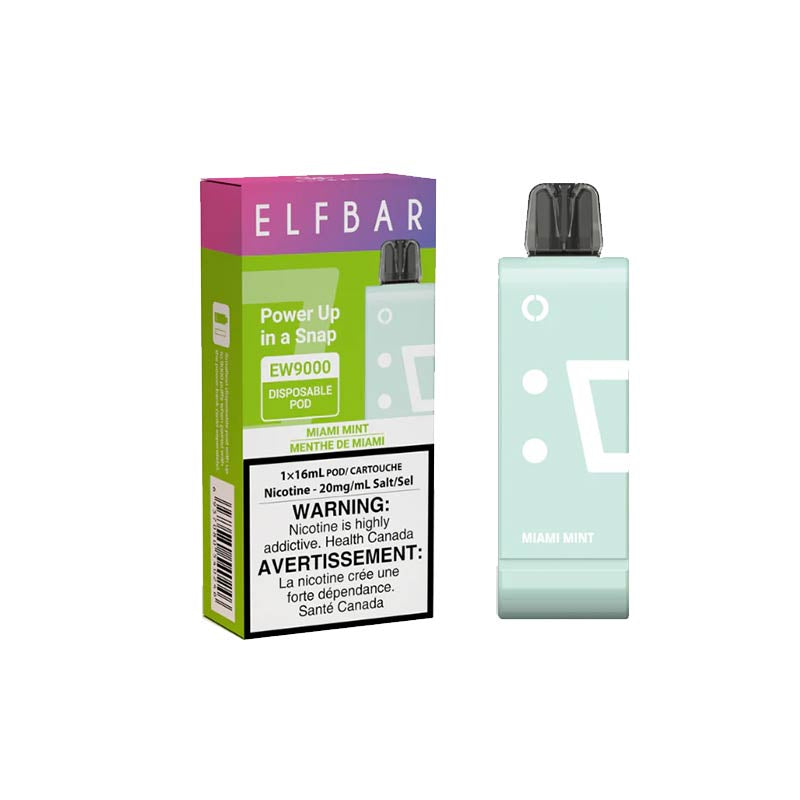 Elf bar EW9000 Miami mint 20mg/mL pods + power bank