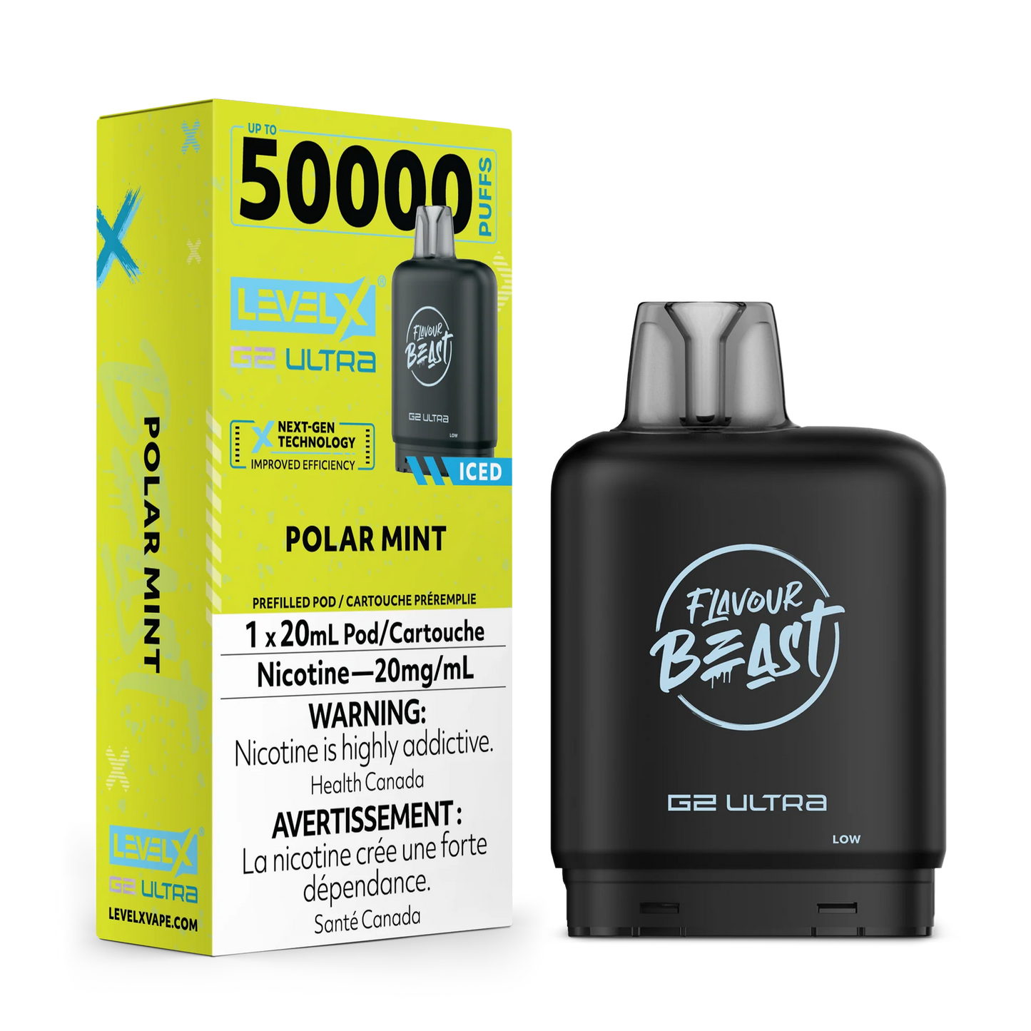 Flavour Beast LevelX Boost G2 Ultra pod 50k Polar Mint Iced 20mg/mL (Provincial)