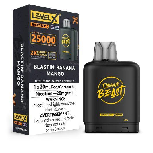 Flavour Beast LevelX Boost G2 pod 25K Blastin’ Banana Mango 20mg/mL (Provincial)