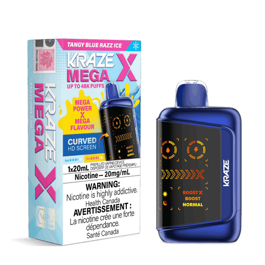 Kraze Mega X 48k Tangy Blue Razz Ice 20mg/mL Disposable (Provincial)