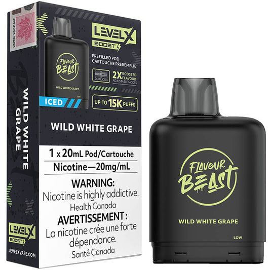Flavour beast levelX Boost pod 15K Wild White Grape Iced 20mg/mL
