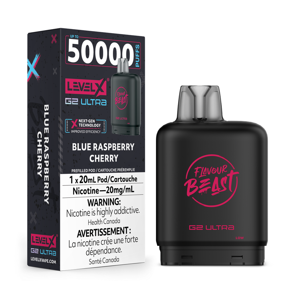 Flavour Beast LevelX Boost G2 Ultra pod 50k Blue Raspberry Cherry Iced 20mg/mL (Provincial)