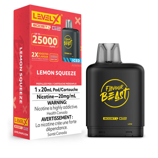 Flavour Beast LevelX Boost G2 pod 25K Lemon Squeeze Ice 20mg/mL (Provincial)