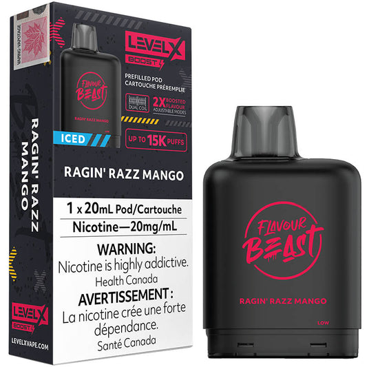 Flavour beast levelX Boost pod 15K Ragin razz mango 20mg/mL