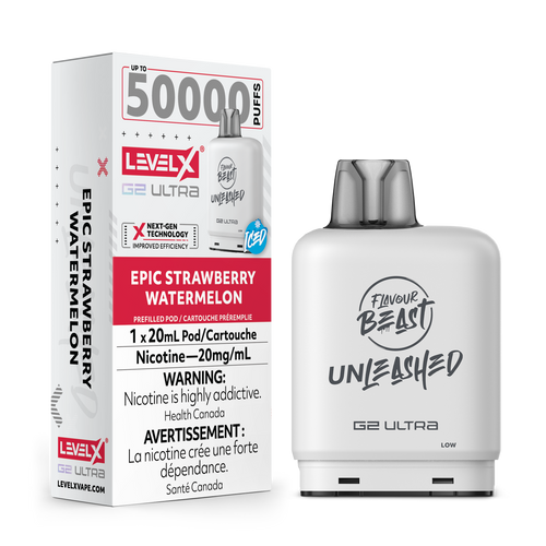 Flavour Beast Unleashed Level X G2 Ultra pod 50k Epic Strawberry Watermelon Iced 20mg/mL (Provincial)