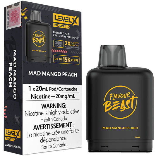 Flavour beast levelX Boost pod 15K Mad mango peach 20mg/mL