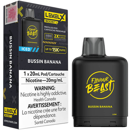 Flavour Beast LevelX boost pod 15K Bussin Banana Iced 20mg/mL