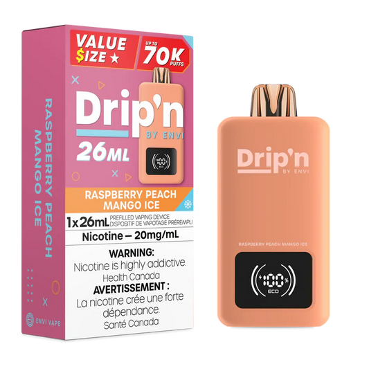 Drip’n 70k Raspberry Peach Mango Ice 20mg/ml disposable (Provincial)
