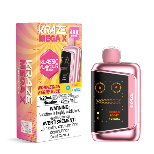 Kraze Mega X 48k Norwegian Berry G Ice 20mg/mL  Disposable (Provincial)