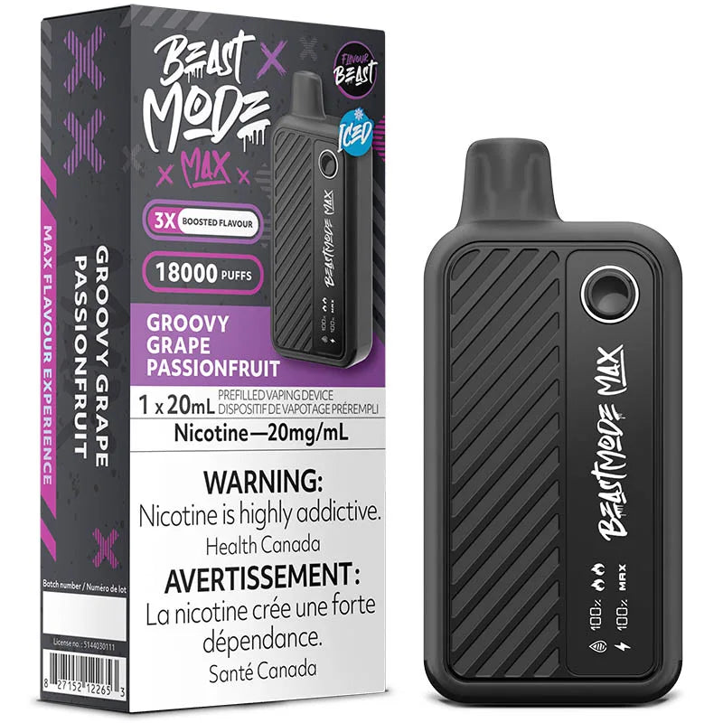 Flavour Beast Mode Max 18K Groovy Grape Passionfruit Iced 20 mg/mL disposable (Provincial)