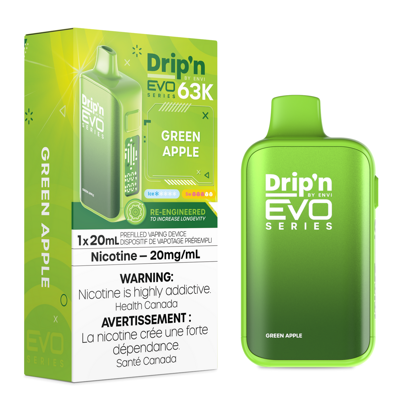 Drip’n by Envi Evo 63k Green Apple 20mg/mL disposable (Provincial)