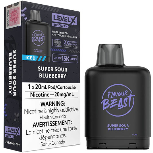 Flavour beast LevelX Boost pod 15K Super Sour Blueberry Iced 20mg/mL