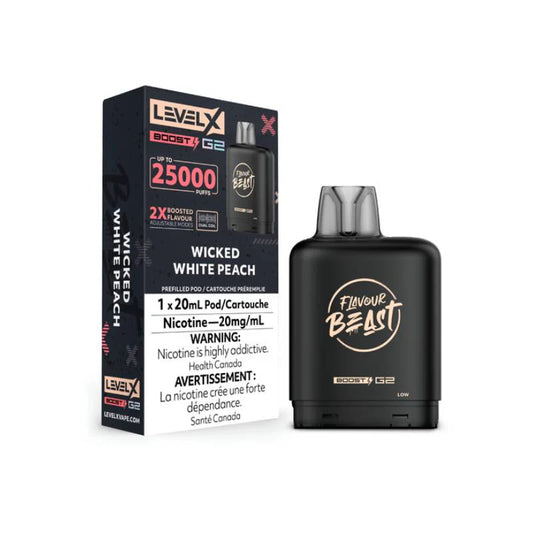 Flavour Beast LevelX Boost G2 pod 25K  Wicked White Peach 20mg/mL (Provincial)
