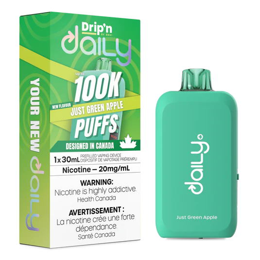Drip’n Daily 100K Just Green Apple20mg /mL Disposable (Provincial)