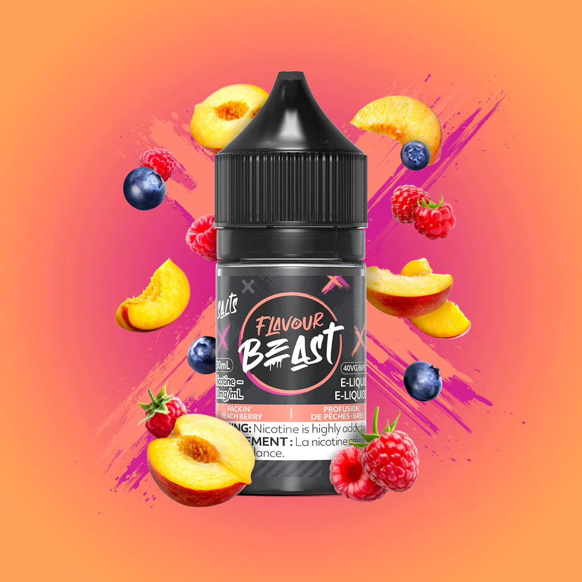 Flavour Beast e-liquid Packin’ Peach Berry 10mg/mL-30mL( provincial)