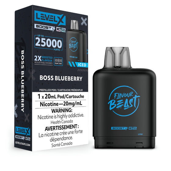 Flavour Beast levelX Boost G2 pod 25K Boss Blueberry Iced 20mg/mL (Provincial)