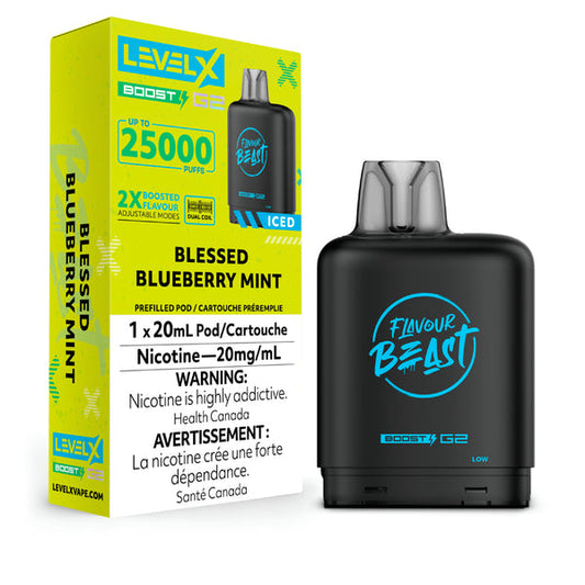 Flavour beast LevelX Boost G2 pod 25K Blessed Blueberry Mint Iced 20mg/mL (Provincial)