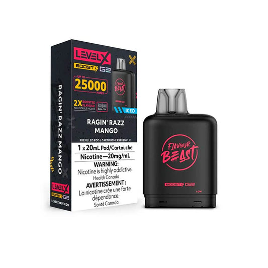 Flavour Beast LevelX Boost G2 pod 25K Rad Razz Melon Ice 20mg/mL (Provincial)