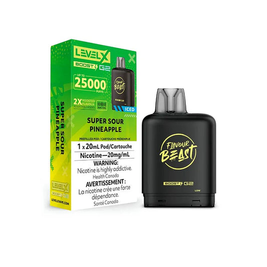 Flavour Beast LevelX Boost G2 pod 25K Super Sour Pineapple Iced 20mg/mL (Provincial)