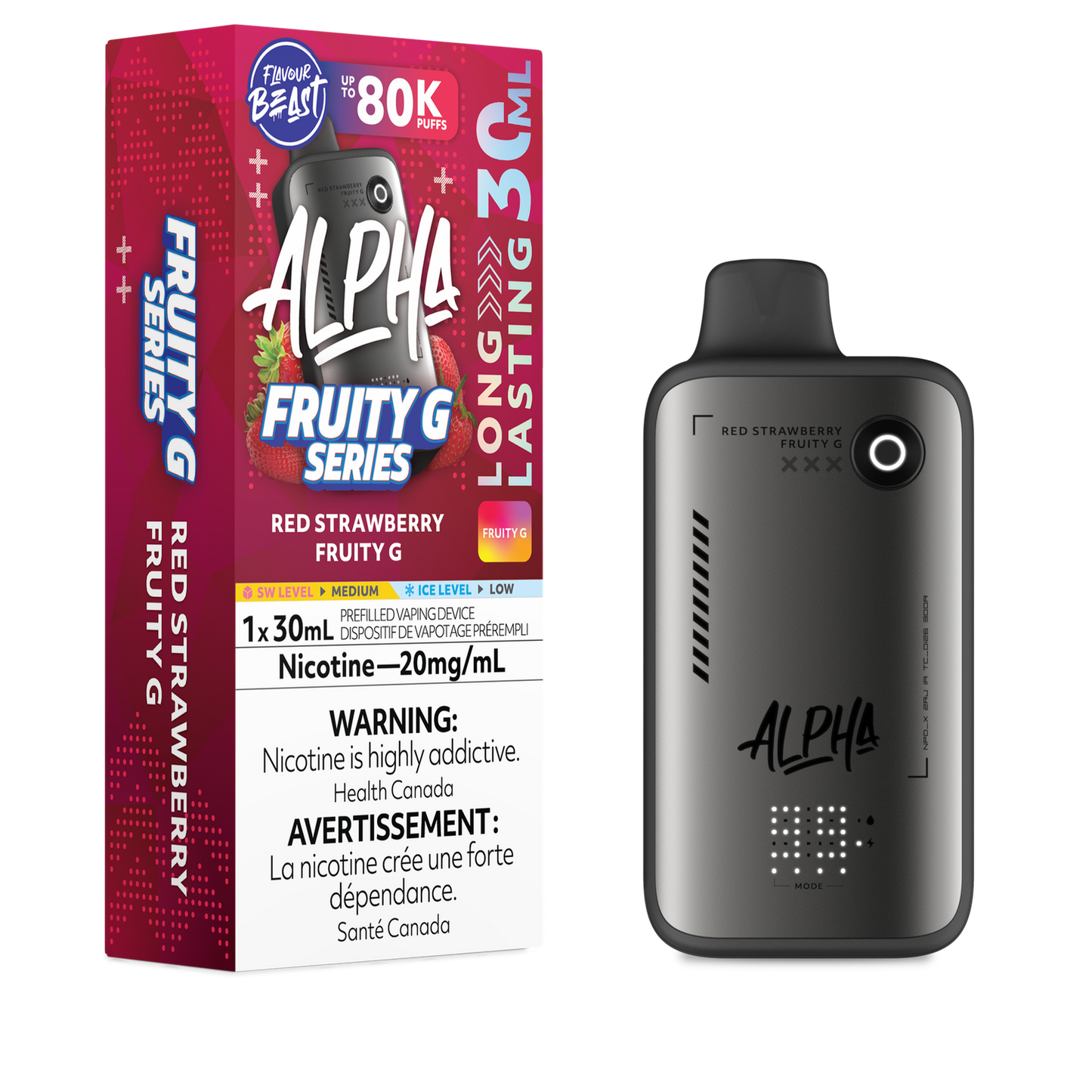 Flavour Beast Alpha Red Strawberry Fruity G 80K 20mg disposable (Provincial)