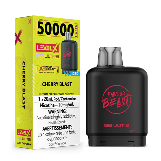 Flavour Beast LevelX Boost G2 Ultra pod 50k Cherry Blast Iced 20mg/mL (Provincial)