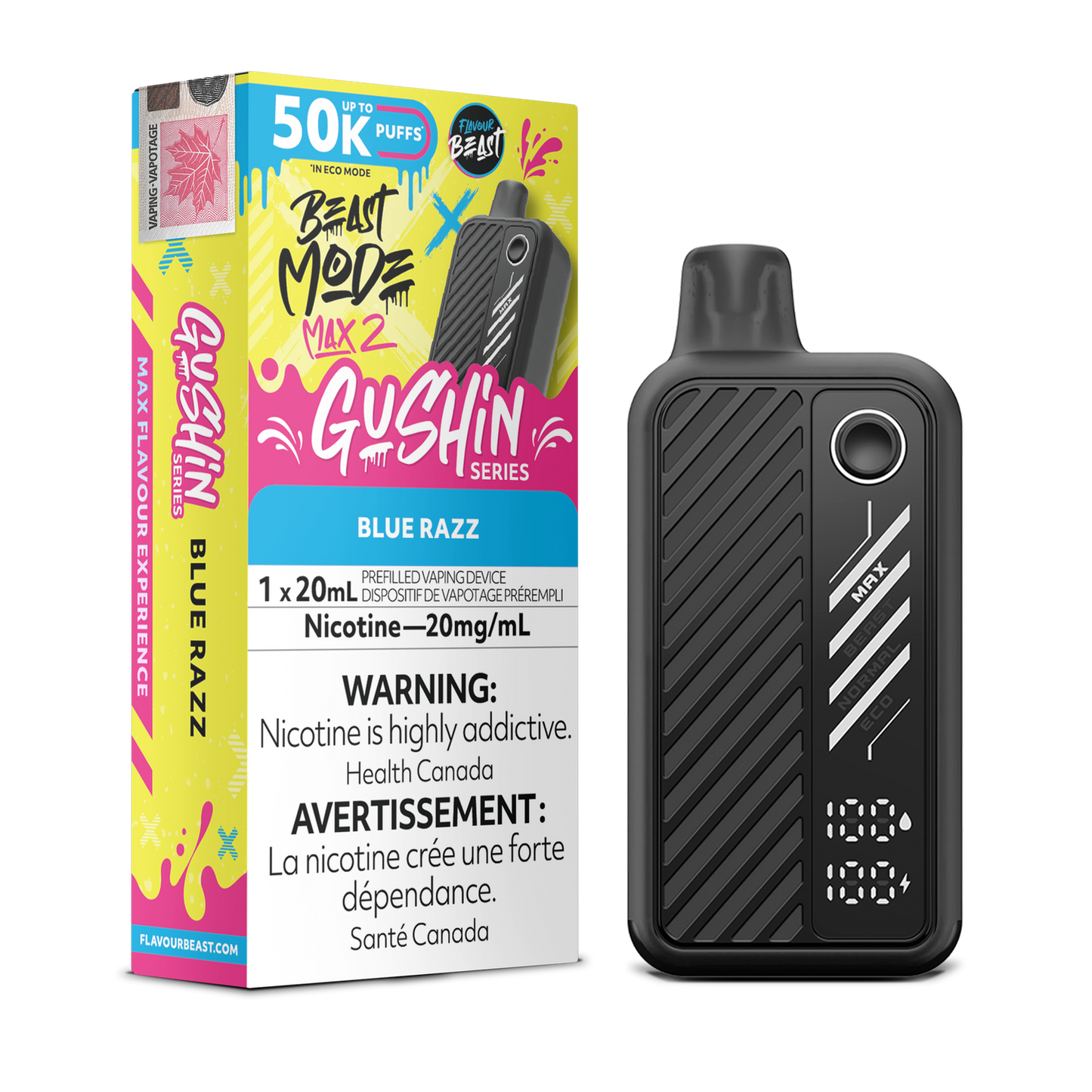 Flavour Beast Mode Max 2 50k Gushin Blue Razz 20mg/mL disposable (Provincial)