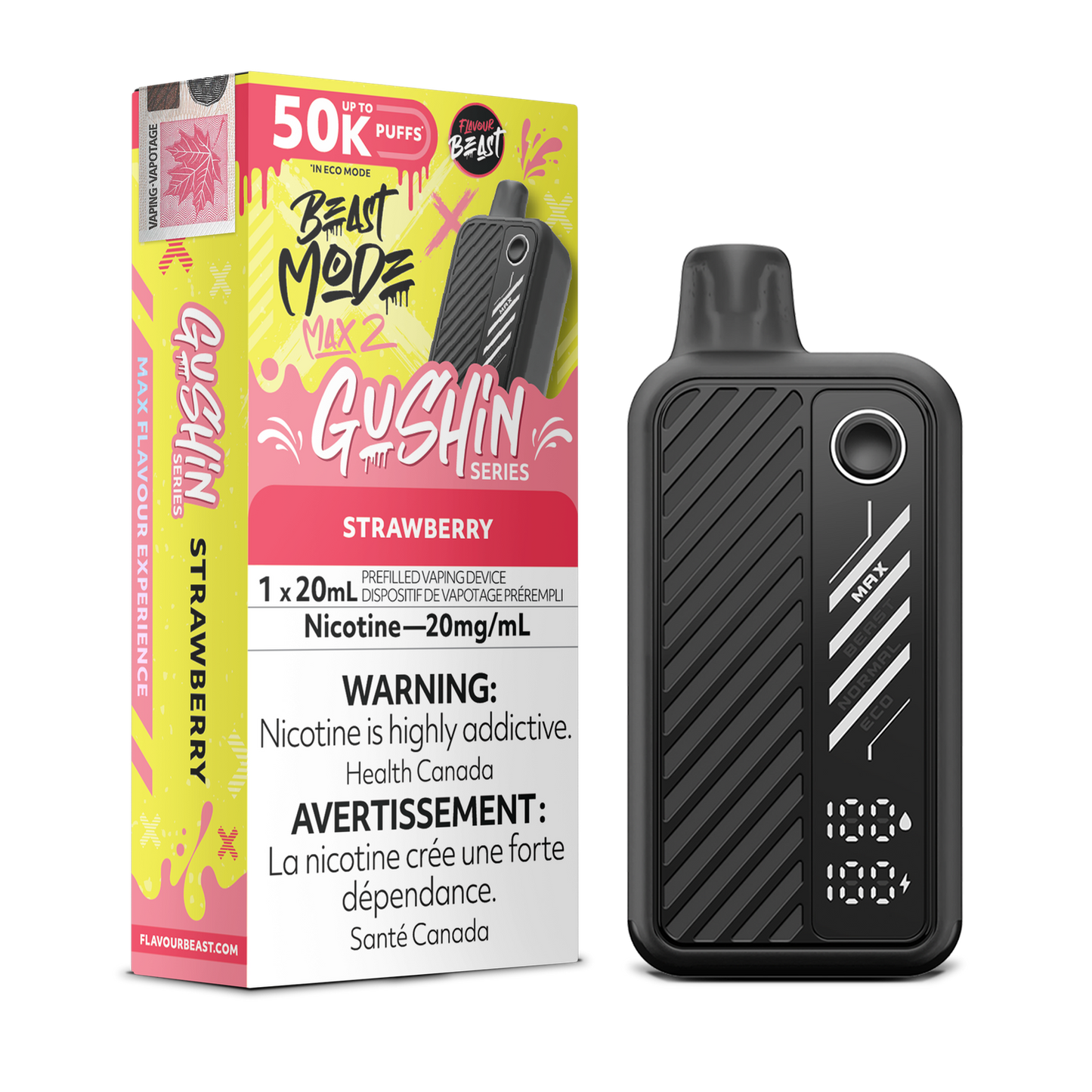Flavour Beast Mode Max 2 50k Gushin Strawberry 20mg/mL disposable (Provincial)
