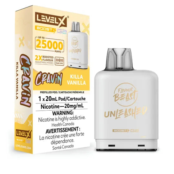 Flavour Beast Unleashed LevelX Boost pod 25K Killa Vanilla 20mg/mL (Provincial)