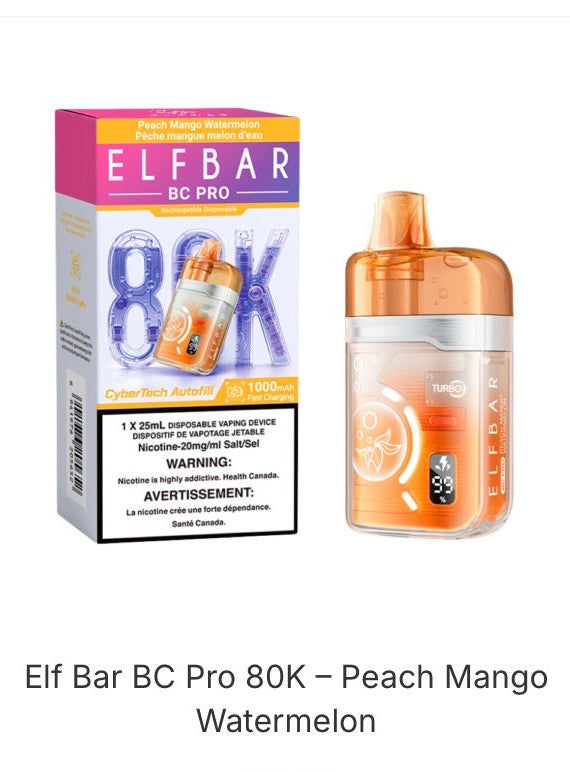 Elf Bar BC Pro 80k Peach Mango  Watermelon 20mg/mL disposable (Provincial)