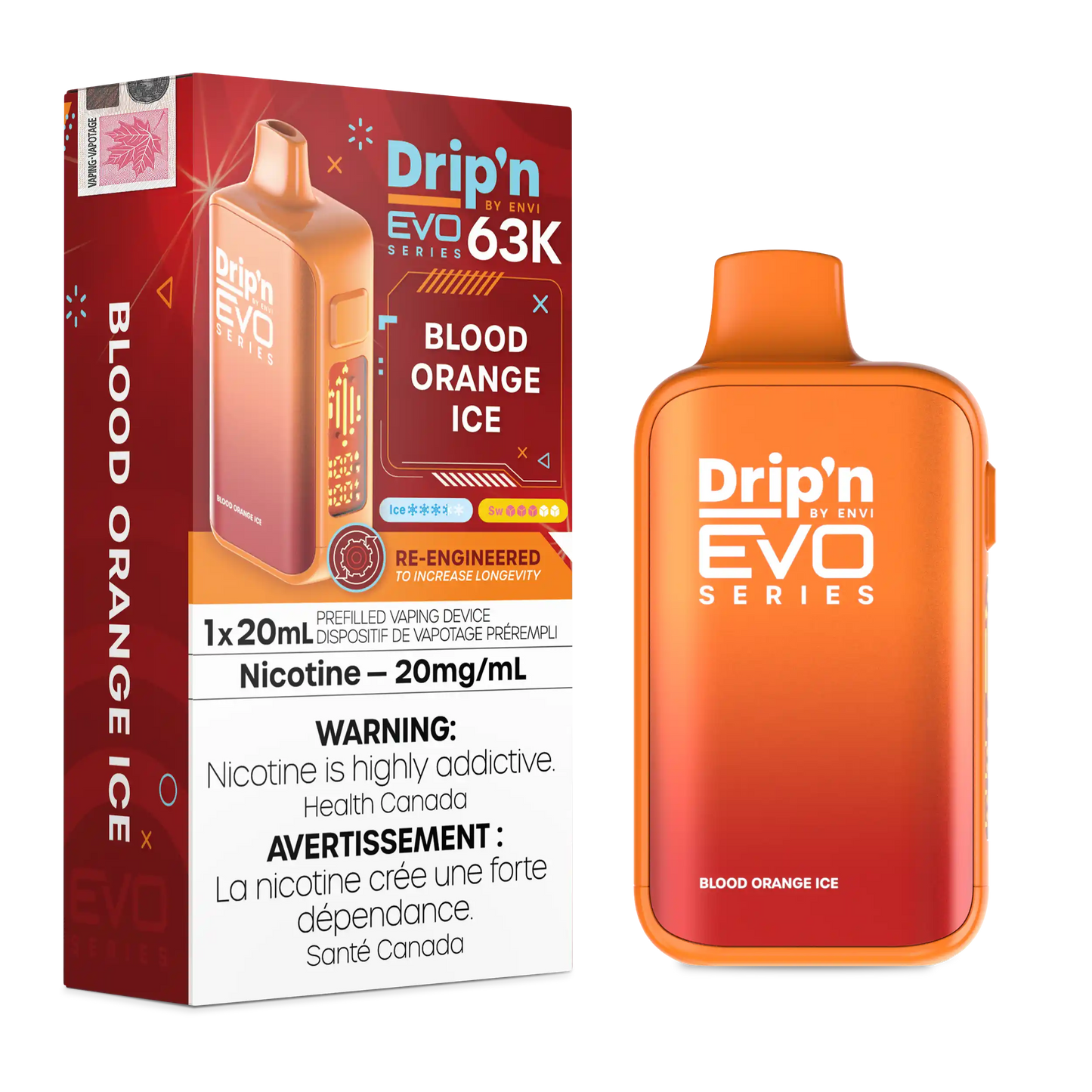 Drip’n by Envi Evo 63k Blood Orange Ice 20mg/mL disposable (Provincial)