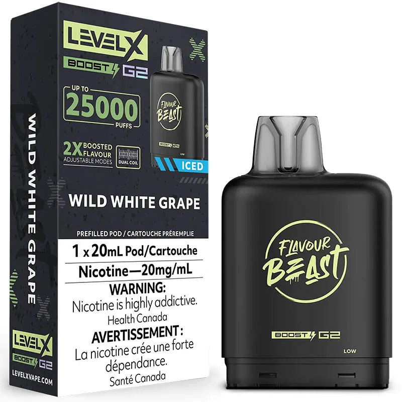 Flavour Beast Level X Boost G2 pod 25K Wild White Grape Iced 20mg/mL (Provincial)