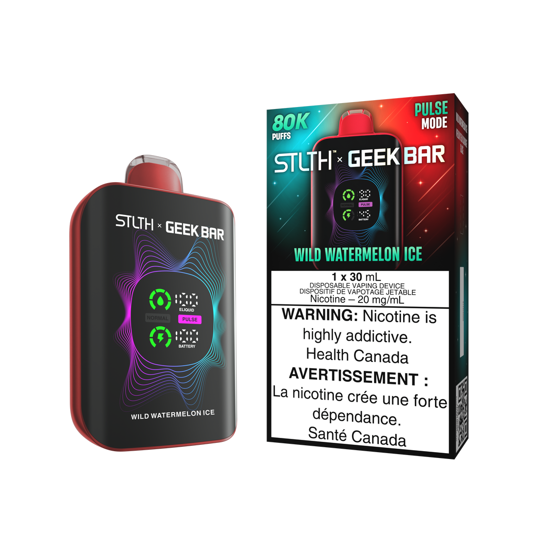 Stlth X Geek Bar 80k Wild Watermelon Ice 20mg/30mL disposable (Provincial)