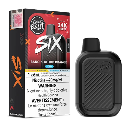 Flavour Beast SIX 24k Bangin’ Blood Orange Iced 20mg/ml Disposable (Provincial)