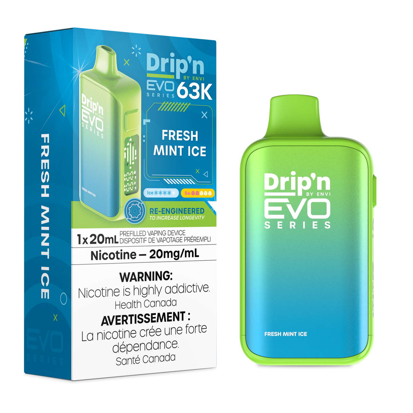 Drip’n by Envi Evo 63k Fresh Mint Ice 20mg/mL disposable (Provincial)