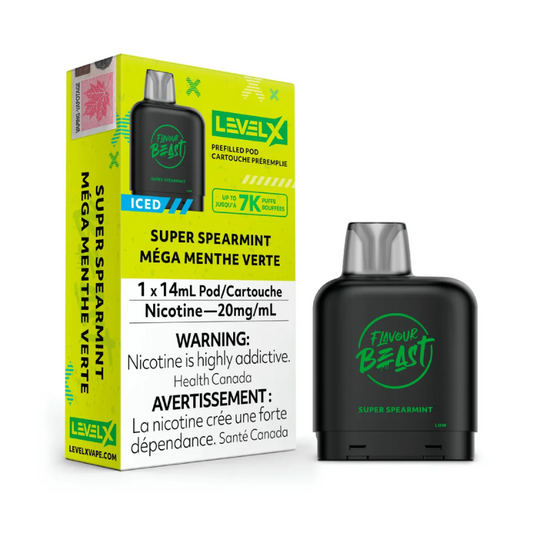 Flavour beast levelX pod 7K Super spearmint 20mg/mL disposable