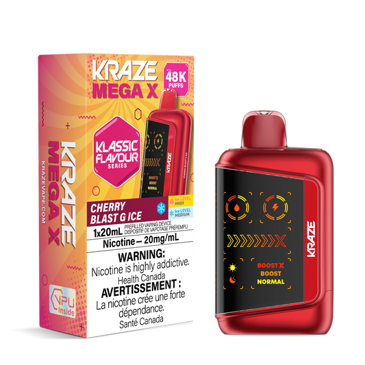 Kraze Mega X 48k Cherry Blast G Ice 20mg/mL  Disposable (Provincial)