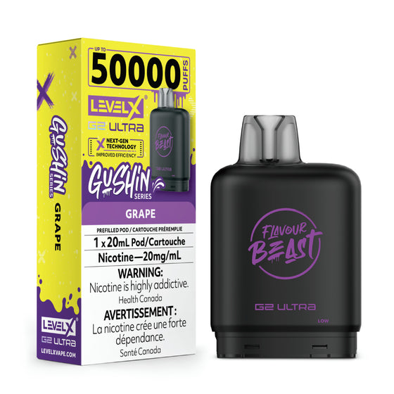 Flavour Beast Level X G2 Ultra Pod 50k Gushin Grape 20mg/ml (Provincial)