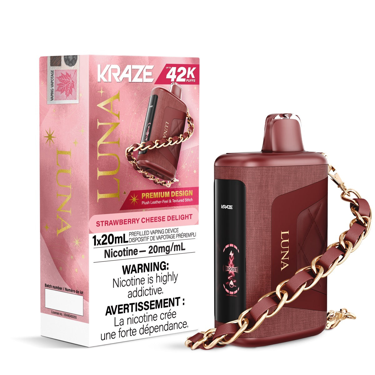 Kraze Luna 42K Strawberry Cheese Delight 20mg/mL disposable (Provincial)